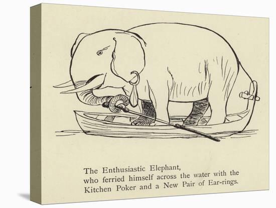 The Enthusiastic Elephant-Edward Lear-Stretched Canvas