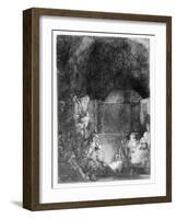 The Entombment, C.1654 (Etching)-Rembrandt van Rijn-Framed Giclee Print