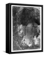 The Entombment, C.1654 (Etching)-Rembrandt van Rijn-Framed Stretched Canvas