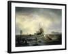 The Entrance to the Harbour at Hellevoetsluys, 1850-Andreas Achenbach-Framed Giclee Print