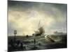 The Entrance to the Harbour at Hellevoetsluys, 1850-Andreas Achenbach-Mounted Giclee Print