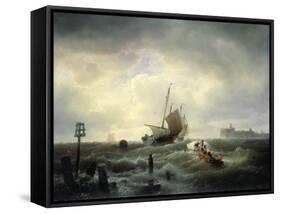The Entrance to the Harbour at Hellevoetsluys, 1850-Andreas Achenbach-Framed Stretched Canvas