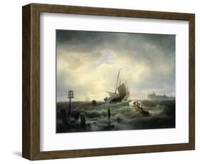 The Entrance to the Harbour at Hellevoetsluys, 1850-Andreas Achenbach-Framed Giclee Print