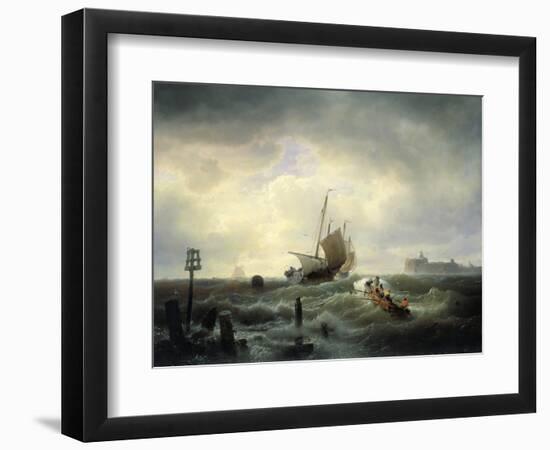 The Entrance to the Harbour at Hellevoetsluys, 1850-Andreas Achenbach-Framed Giclee Print