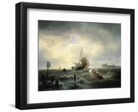 The Entrance to the Harbour at Hellevoetsluys, 1850-Andreas Achenbach-Framed Giclee Print