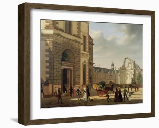 The Entrance to the Musee De Louvre and St. Louis Church, 1822-Etienne Bouhot-Framed Giclee Print