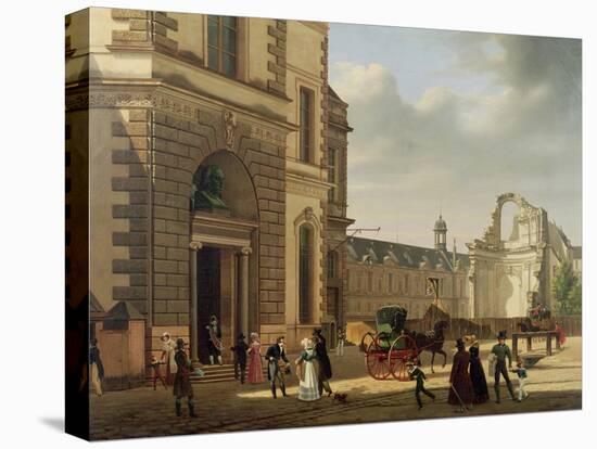 The Entrance to the Musee De Louvre and St. Louis Church, 1822-Etienne Bouhot-Stretched Canvas