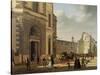The Entrance to the Musee De Louvre and St. Louis Church, 1822-Etienne Bouhot-Stretched Canvas