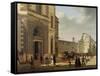 The Entrance to the Musee De Louvre and St. Louis Church, 1822-Etienne Bouhot-Framed Stretched Canvas