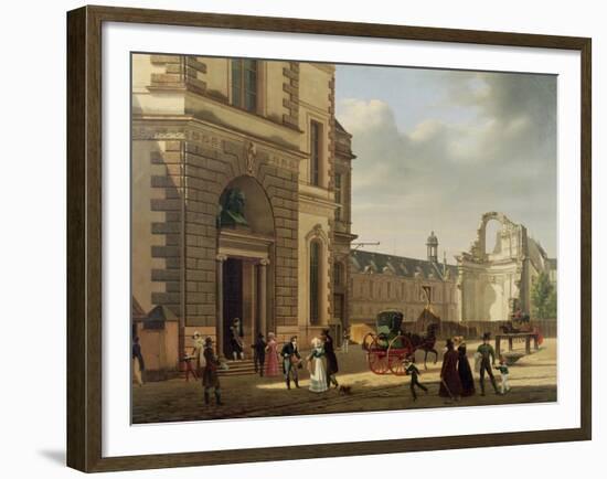 The Entrance to the Musee De Louvre and St. Louis Church, 1822-Etienne Bouhot-Framed Giclee Print