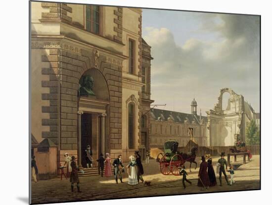 The Entrance to the Musee De Louvre and St. Louis Church, 1822-Etienne Bouhot-Mounted Giclee Print