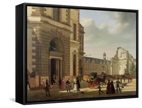 The Entrance to the Musee De Louvre and St. Louis Church, 1822-Etienne Bouhot-Framed Stretched Canvas