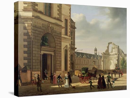 The Entrance to the Musee De Louvre and St. Louis Church, 1822-Etienne Bouhot-Stretched Canvas