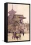 The Entrance to the Temple of Kiyomizu-Dera, Kyoto, with Pilgrims Ascending-Sir Alfred East-Framed Stretched Canvas