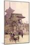 The Entrance to the Temple of Kiyomizu-Dera, Kyoto, with Pilgrims Ascending-Sir Alfred East-Mounted Giclee Print