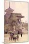 The Entrance to the Temple of Kiyomizu-Dera, Kyoto, with Pilgrims Ascending-Sir Alfred East-Mounted Giclee Print