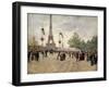 The entrance to the Universal Exhibition of 1889 Paris showing the Eiffel tower.-Jean Beraud-Framed Giclee Print