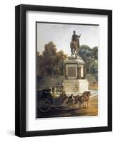 The Entrance to Tuileries with Statue of Louis XV and Carriage-null-Framed Premium Giclee Print