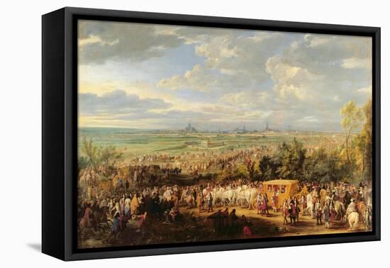 The Entry of Louis XIV (1638-1715) and Marie-Therese (1638-83) of Austria in to Arras-Adam Frans van der Meulen-Framed Stretched Canvas