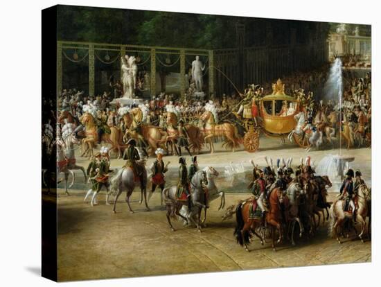 The Entry of Napoleon and Marie-Louise into the Tuileries Gardens on the Day of Their Wedding-Etienne-barthelemy Garnier-Stretched Canvas