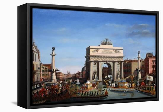 The Entry of Napoleon into Venice on the 29th of November 1807-Giuseppe Borsato-Framed Stretched Canvas