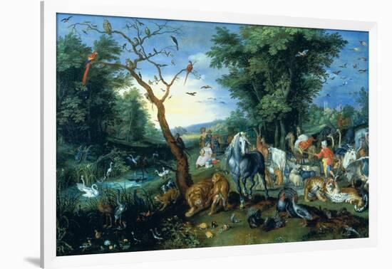 The Entry of the Animals into Noah's Ark (Oil on Panel)-Jan the Younger Brueghel-Framed Giclee Print