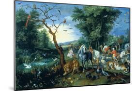 The Entry of the Animals into Noah's Ark (Oil on Panel)-Jan the Younger Brueghel-Mounted Premium Giclee Print