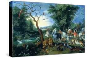 The Entry of the Animals into Noah's Ark (Oil on Panel)-Jan the Younger Brueghel-Stretched Canvas