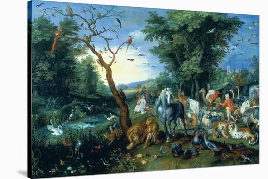 The Entry of the Animals into Noah's Ark (Oil on Panel)-Jan the Younger Brueghel-Stretched Canvas