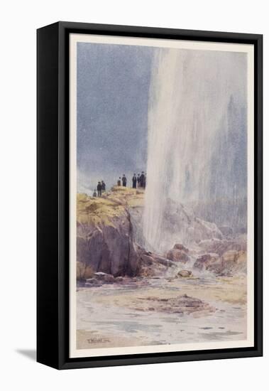 The Eruption of Wairoa Geyser in New Zealand-F. Wright-Framed Stretched Canvas