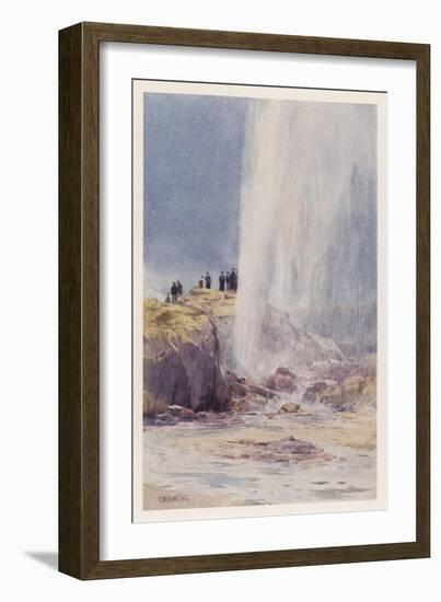 The Eruption of Wairoa Geyser in New Zealand-F. Wright-Framed Art Print