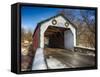 The Erwina Covered Bridge During Winter Season, Bucks County, Pennsylvania-George Oze-Framed Stretched Canvas