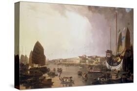 The European Factories at Canton in China-William Daniell-Stretched Canvas