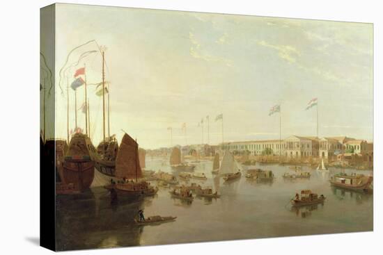 The European Factories, Canton, 1806-William Daniell-Stretched Canvas