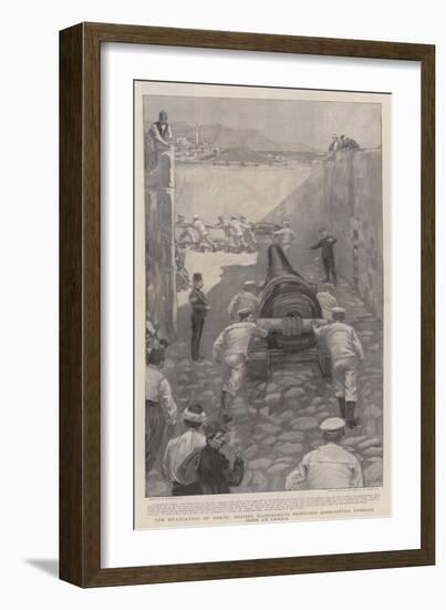 The Evacuation of Crete, British Bluejackets Removing Dismounted Turkish Guns at Candia-William Hatherell-Framed Giclee Print