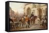 The Eve before Waterloo, the Duke of Wellington at the Trumpet Inn-Robert Alexander Hillingford-Framed Stretched Canvas