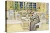 The Evening Before the Journey to England - Study Room, Published in "Lasst Licht Hinin"-Carl Larsson-Stretched Canvas