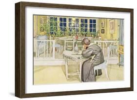 The Evening Before the Journey to England - Study Room, Published in "Lasst Licht Hinin"-Carl Larsson-Framed Giclee Print