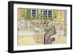 The Evening Before the Journey to England - Study Room, Published in "Lasst Licht Hinin"-Carl Larsson-Framed Giclee Print