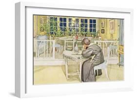 The Evening Before the Journey to England - Study Room, Published in "Lasst Licht Hinin"-Carl Larsson-Framed Giclee Print