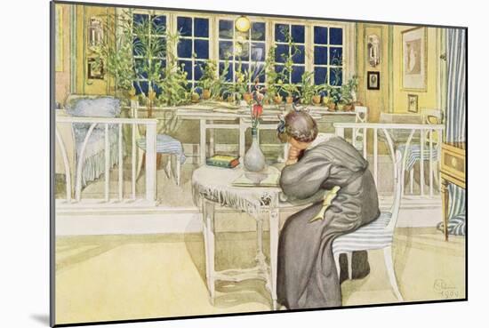 The Evening Before the Journey to England - Study Room, Published in "Lasst Licht Hinin"-Carl Larsson-Mounted Giclee Print