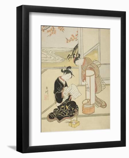 The Evening Glow of a Lamp , from the series Eight Views of the Parlor , c.1766-Suzuki Harunobu-Framed Giclee Print