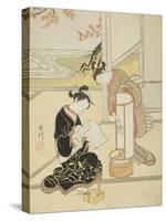 The Evening Glow of a Lamp , from the series Eight Views of the Parlor , c.1766-Suzuki Harunobu-Stretched Canvas