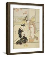 The Evening Glow of a Lamp , from the series Eight Views of the Parlor , c.1766-Suzuki Harunobu-Framed Giclee Print