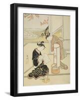 The Evening Glow of a Lamp , from the series Eight Views of the Parlor , c.1766-Suzuki Harunobu-Framed Giclee Print