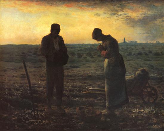 The Evening Prayer (L'Angélus), c.1859-Jean-François Millet-Framed Textured Art