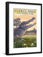 The Everglades National Park, Florida - Alligator Scene-null-Framed Poster