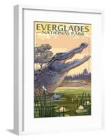 The Everglades National Park, Florida - Alligator Scene-null-Framed Poster