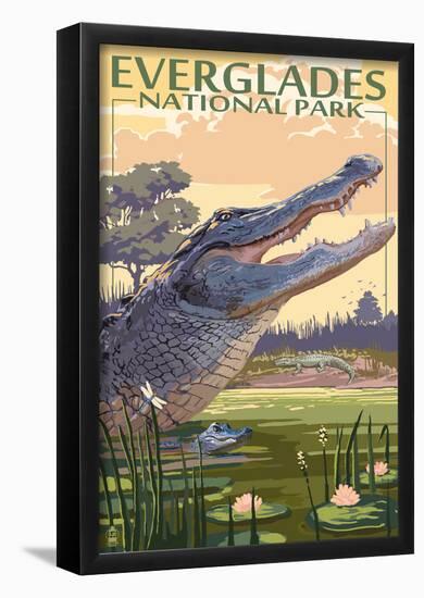 The Everglades National Park, Florida - Alligator Scene-null-Framed Poster