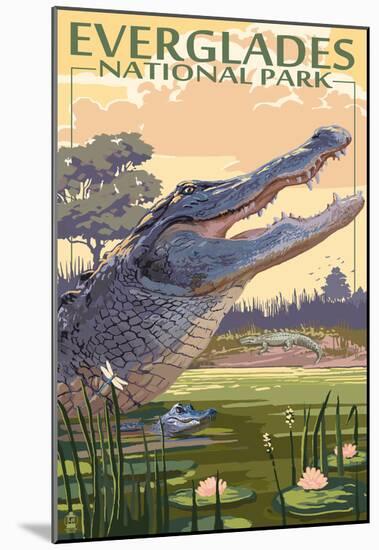 The Everglades National Park, Florida - Alligator Scene-null-Mounted Poster